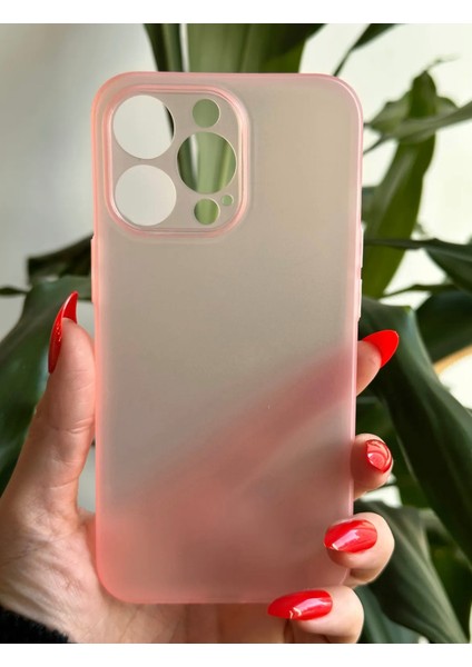 iPhone 13 Pro Ultra İnce Mat Pembe Silikon Kılıf