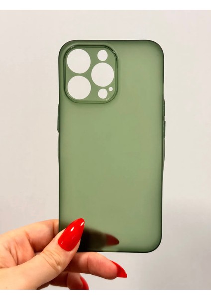 iPhone 13 Pro Ultra İnce Mat Yeşil Silikon Kılıf