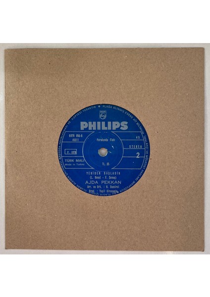 Ajda Pekkan Yeniden Başlasın - Ya Sonra 45 Lik Plak (Orijinal Dönem Baskı)