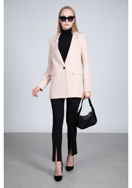 Taş Tek Düğmeli Blazer Ceket