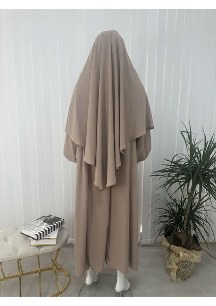 Yandan Büzgülü Elbise Sufle Esarp Takım Jilbab,abaya,hijab ( Hac ve Umre Için Uygundur) Bej fırsatları