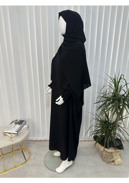 Şallı ,gipe Kol Elbise Takım Siyah Renk Jilbab,abaya,hijab ( Hac ve Umre Için Uygundur) fiyatları