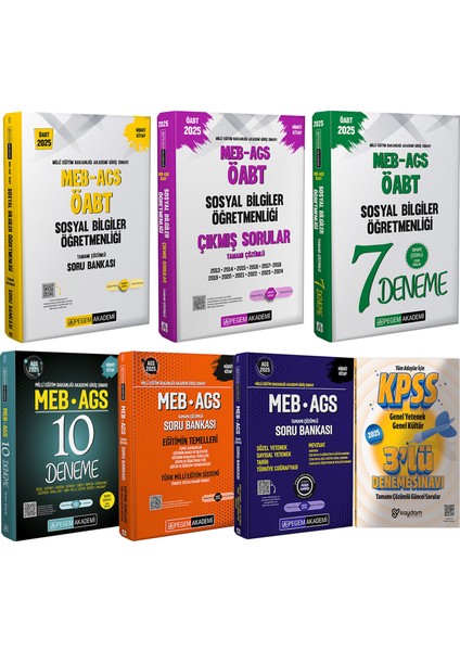 2025 Meb-Ags Öabt Sosyal Bilgiler Soru Bankası / 10+7 Deneme / Çıkmış Sorular (S.Sayısal Yetenek / Mevzuat)