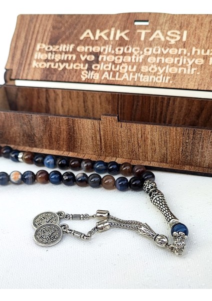 Özel Ahşap Kutulu Akik Taşı Tesbih - Püsküllü Doğal Taş modelleri