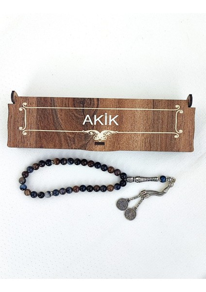 Özel Ahşap Kutulu Akik Taşı Tesbih - Püsküllü Doğal Taş fırsatları