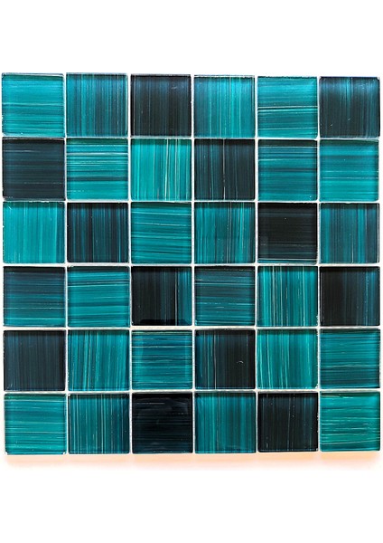 Mutfak Tezgah Arası, Banyo, Havuz, Sauna, Spa ve Iç ve Dış Dekorasyonda Tüm Yüzeyler Için, 48X48 mm. Turkuaz, 30X30 cm. Fileli Kristal Cam Mozaik. ( 11 File Karo = 1 M2 Fiyatıdır )