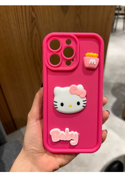 Apple iPhone 14 Pro Max Uyumlu Koruyucu Hello Kitty Figürlü Silikon Kılıf