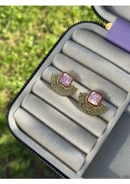 Pembe Mineli Çelik Küpe fırsatları