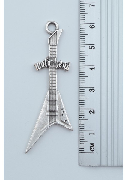 Motorhead Elektro Gitar Deri ip Kolye - Gümüş Kaplama - Kadın Erkek Kolye - No:1039