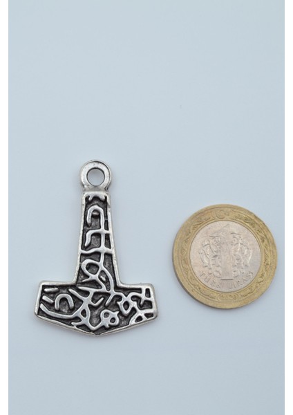 Thor Mjollnir Hammer Deri ip Kolye - Gümüş Kaplama - Kadın Erkek Kolye - No:839