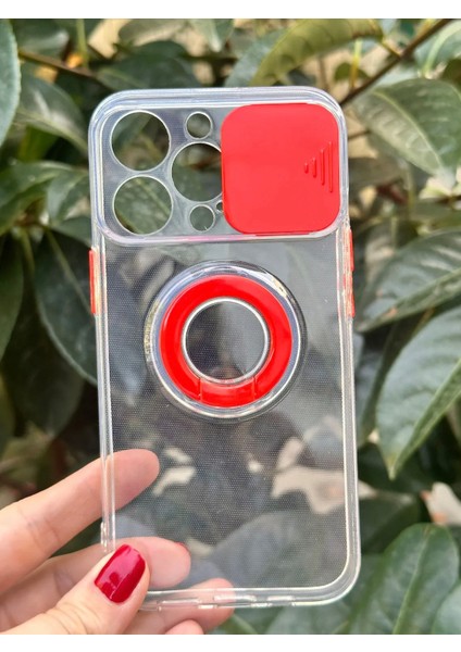 iPhone 13 Pro Şeffaf Ve Kırmızı Detaylı Silikon Kılıf