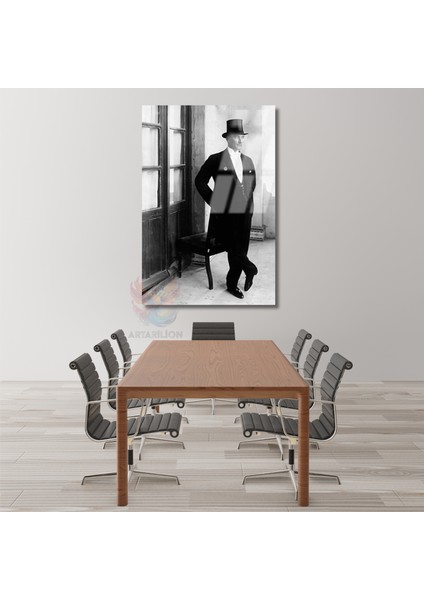 Cam Atatürk Tablo Modeli Şapkalı Atatürk Görseli Dikey Duvar Tablosu fiyatları
