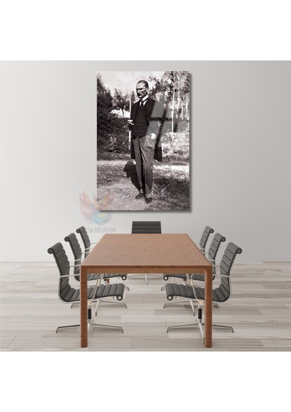 Cam Atatürk Tablosu Kahve Içen Karizmatik Atatürk Görseli Duvar Tablosu