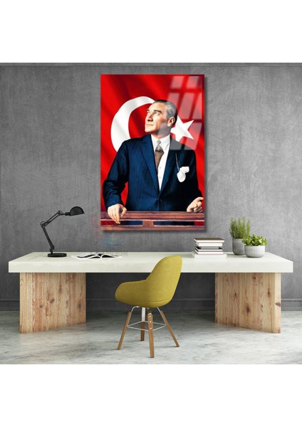Atatürk ve Bayrak Cam Tablo Modeli Sınıf Tablosu Okul Ev Ofis Tablosu
