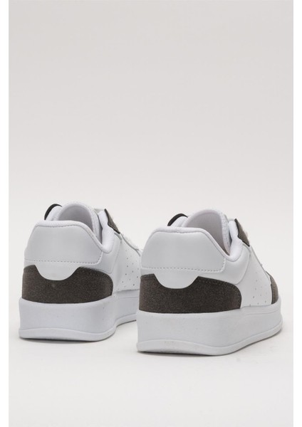 Düz Hafif Taban Günlük Sneaker Ayakkabı Beyaz - Füme fırsatları