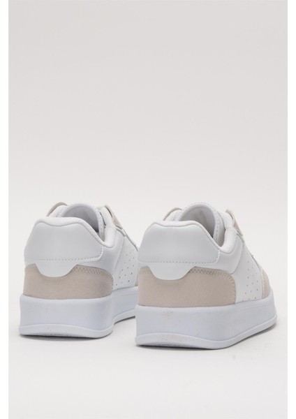 Unisex Düz Hafif Taban Günlük Sneaker Ayakkabı BEYAZ - BEJ