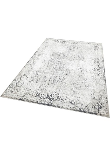 VR 08 GREY BLACK XW - VERONA - Yumuşak İpeksi Tuşeli Yüksek Alçak Oymalı Modern İnce Makine Halısı