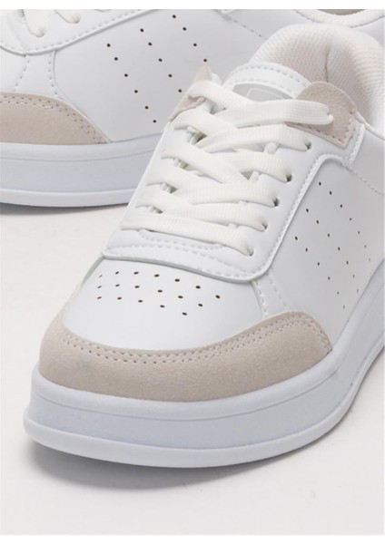 Unisex Düz Hafif Taban Günlük Sneaker Ayakkabı BEYAZ - BEJ indirimleri