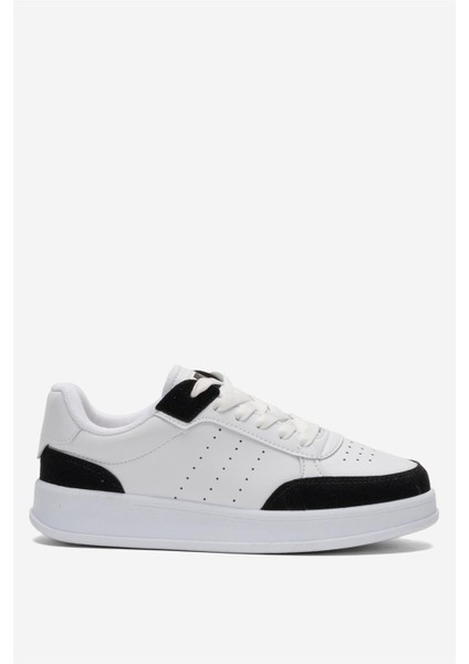 Düz Hafif Taban Günlük Sneaker Ayakkabı Beyaz - Siyah