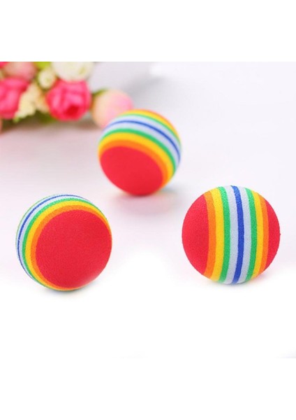 3lü Gökkuşağı Sünger Kedi Köpek Çiğneme Oyun Topu 4,2 cm (4604) modelleri