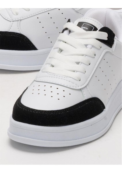 Düz Hafif Taban Günlük Sneaker Ayakkabı Beyaz - Siyah