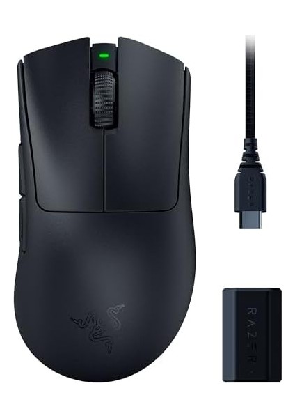 Deathadder V3 Pro + Razer Hyperpolling Kablosuz Adaptör - Ultra Hafif Kablosuz Ergonomik Esports Mous (63G, Focus Pro 30K Optik Sensör, Optik Fare Anahtarları Gen-3) Siyah fiyatları