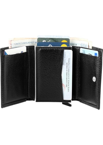 Deri Mekanizmalı Cüzdan/kartlık Siyah modelleri
