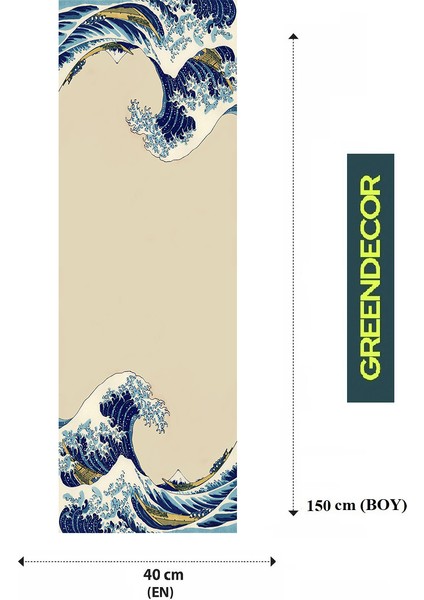 Bohem Çiçek Yaprak Dalga Okyanus Deniz Güneş Su Ay Desenli Özel Tasarım Runner Dijital Baskılı Masa ÖrtüsüBej Masa Runner fiyatları