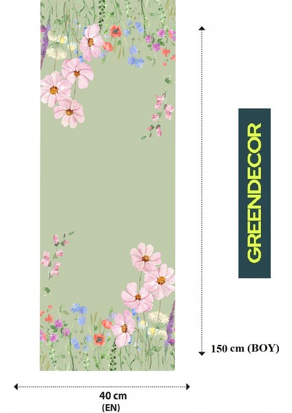 Bohem Çiçek Yaprak Dalga Deniz Güneş Su Ay Desenli Özel Tasarım Runner Dijital Baskılı Masa Örtüsü Yeşil Masa Runner fiyatları