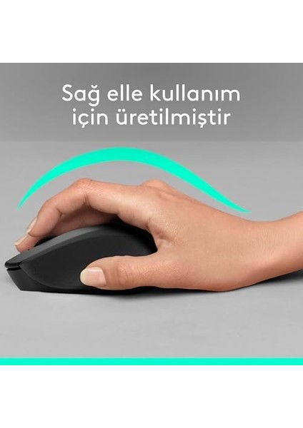 M330 Sessiz Kablosuz Mouse, Sağ Elle Kullanıma Uygun, 10 M Kullanım Mesafesi, 1.000 Dpı Yüksek Hassasiyetli Optik Izleme, 24 Ay Pil Ömrü, Siyah