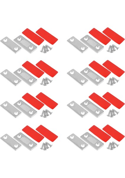 8 Adet Kapı Mıknatısı Kendinden Yapışkanlı, Düz Mıknatıslar, Gümüş Rengi, Mıknatıslı Kapı Kapatıcı, Mobilya Mıknatısı, Kapı Açacağı, Mıknatıslı Kilit, Dikdörtgen Mıknatıs, Çekmece, Balkon