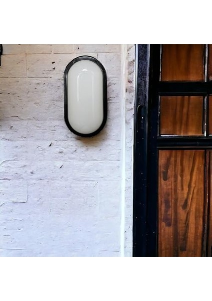 15W (120W) Oval Siyah LED Nem Su Geçirmez Banyo Bahçe Balkon Modern Tavan Duvar Lambası Beyaz Işık IP65 Dış Mekan Kullanıma Uygun