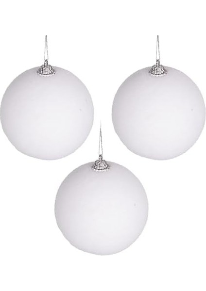 Yılbaşı Süsü Yılbaşı Topu 3'lü Set Beyaz 8 cm .