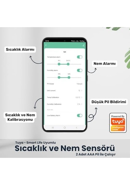 Sıcaklık ve Nem Sensörü ( Tuya - Smartlife Uyumlu )