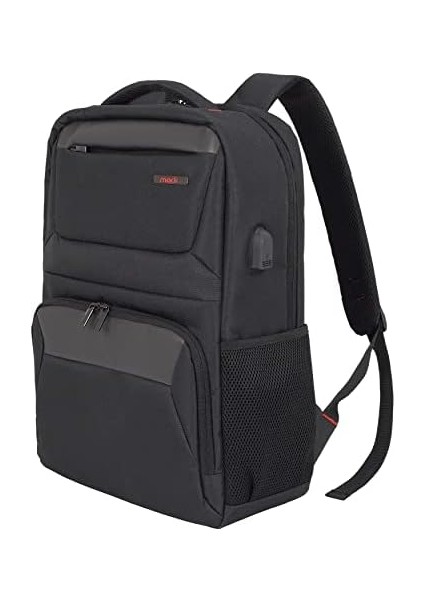 Business x MCC-805 Laptop Sırt Çantası, Profesyonel Sırt Çantası, Kadınlar ve Erkekler Için Bilgisayar Çantası, 15.6 Inç Notebook Çantası, USB Şarj Bağlantılı, Siyah
