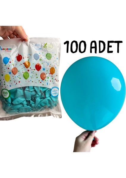 12 Inç Turkuaz Lateks Balon - 100’LÜ Paket (Iç & Dış Mekan Uyumlu)