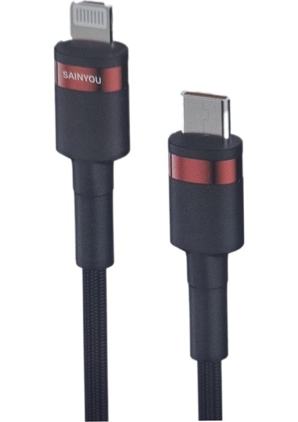 22,5 W Pd Super Fast Type C To Ios Güçlendirilmiş Hasır Şarj ve Data Kablosu Lightning Type C Ios
