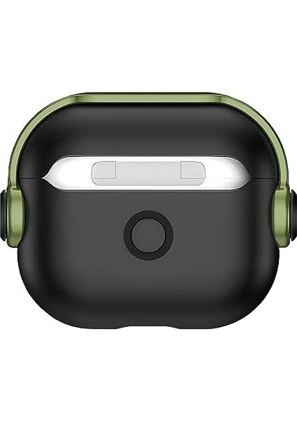 Labs Airpods 3 Djpods Sert Malzemeli Kilitli Kapak Askı Aparatlı Airpods 3 Uyumlu Kılıf (Siyah - Koyu Yeşil)