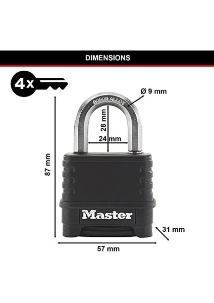 Lock Çinko, Termo Kaplama Yuvarlak Asma Kilit 50 Mm, Siyah