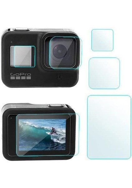 Hero 8 Temperli Cam Ekran Koruyucu, Gopro Hero 8 ile Uyumlu