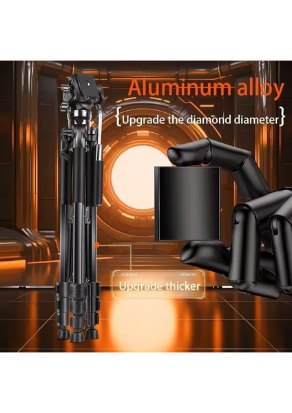HT-T05 Profesyonel Alüminyum 210 cm Tripod Tok Alümimyum Taşınabilir Dslr Cep Telefonu Tripodu