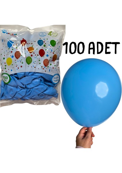 12 Inç Mavi Lateks Balon - 100’LÜ Paket (Iç & Dış Mekan Uyumlu)