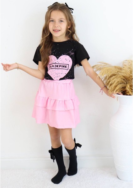 Kız Çocuk Blackpink Detay Garson Etek Takım SNM001 modelleri