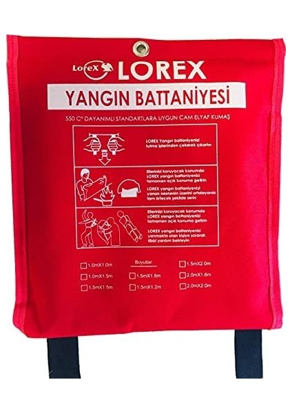 LR-FB1010C Yangın Battaniyesi 100CM x 100CM Çantalı, Kırmızı