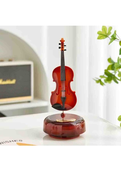 Nostaljik Keman Tasarımlı Kurmalı Müzik Kutusu – Hareketli Dönen Mekanizmalı, Dekoratif ve Şık Hediyelik Özel Tasarım indirimleri