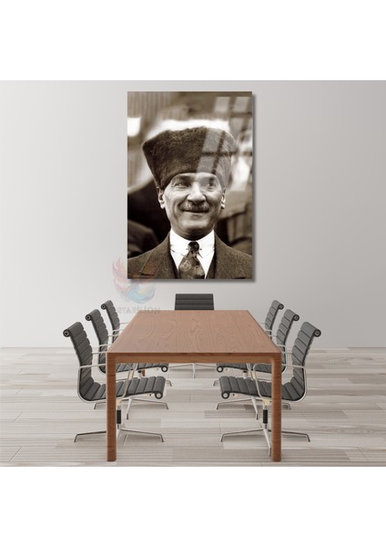 Siyah Beyaz Atatürk Görseli Dikey Duvar Tablosu Atatürk Portresi Ev Ofis Dekorasyonu fiyatları