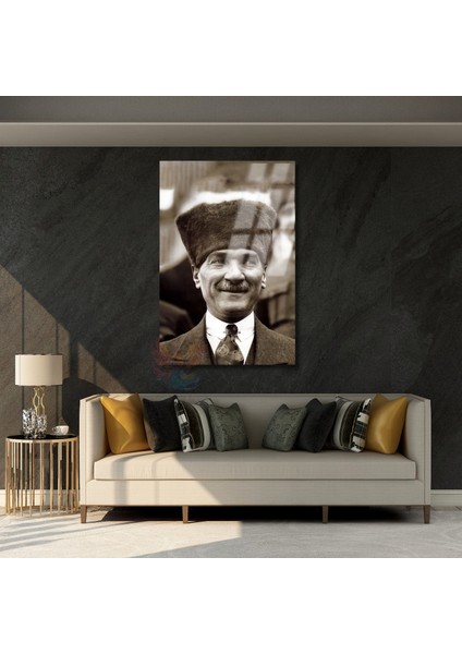 Siyah Beyaz Atatürk Görseli Dikey Duvar Tablosu Atatürk Portresi Ev Ofis Dekorasyonu modelleri