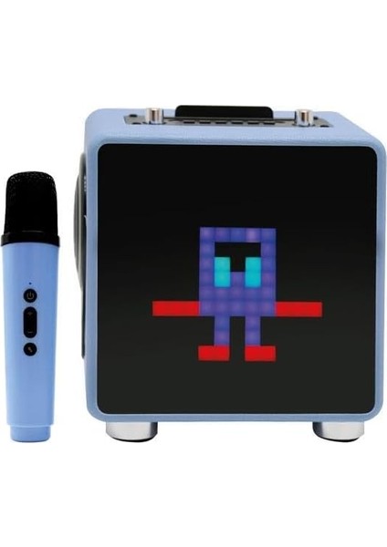 15W 11X11 Piksel LED Ekranlı Karaoke Bluetooth Hoparlör Mavi BTS-270