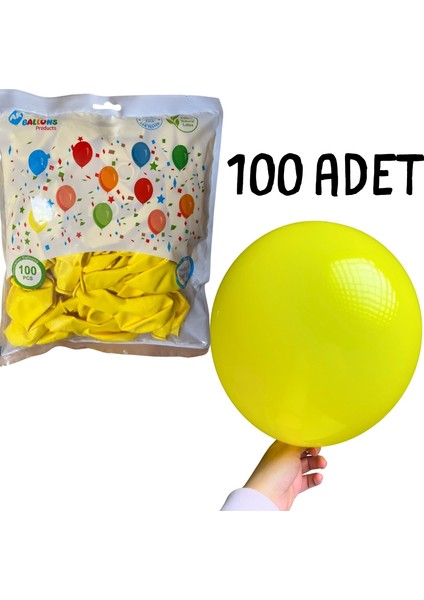 12 Inç Sarı Lateks Balon - 100’LÜ Paket (Iç & Dış Mekan Uyumlu)