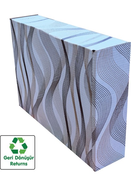 26X18X6CM Karton Kutu 100ADET Desenli-Kilitli | E-Ticaret-Kargo-Hediye Kutusu Beyaz-Kraft